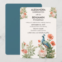 Hochzeits-Pfau Botanisch | Vintage-Blumenkunst