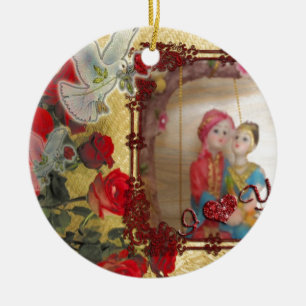 Hochzeits-Puppen-Porträt Grafik-Kunst-Druck Keramik Ornament