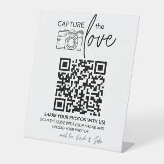 Hochzeits-QR-Code-Schild | Minimalistisches Hochze Sockelschild