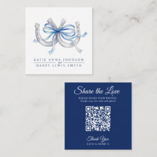 Hochzeits-QR Liebe teilen blaues Band Hufeisen Kun Begleitkarte