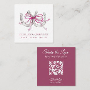 Hochzeits-QR Liebe teilen rosa Band Hufeisen Kunst Begleitkarte