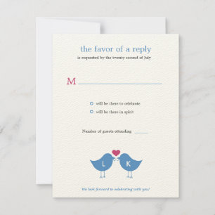 Hochzeits-RSVP/Antwortkarte mit Monogramm-Vögeln RSVP Karte