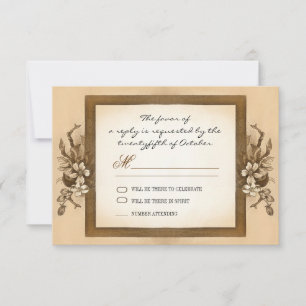 Hochzeits-RSVP-Design mit antiker Holzrahmen-Optik RSVP Karte