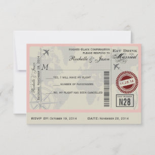 Hochzeits-RSVP Flugticket RSVP Karte