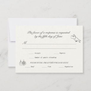 Hochzeits-RSVP Holzkohle-Leinen-Illustration RSVP Karte