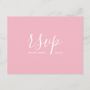 Hochzeits-RSVP-Karte   Einfache Postkarte mit rosa