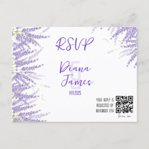 Hochzeits-RSVP-Karte im Lavendel-Stil Postkarte