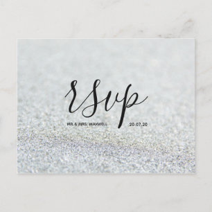 Hochzeits-RSVP-Karte   Silber-Glitter-Schrift-Post Einladungspostkarte