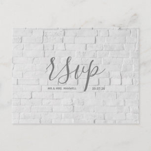 Hochzeits-RSVP-Karte Weiße Backstein-Schrift-Pos Einladungspostkarte
