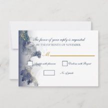 Hochzeits-RSVP-Karten mit Midnight-Tinte und Gold