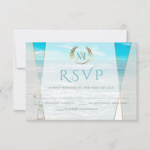 Hochzeits-RSVP   Moderne Monogramm-Strandhochzeit RSVP Karte