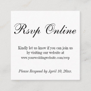 Hochzeits-RSVP Online Einfach Elegant Schwarz und Begleitkarte