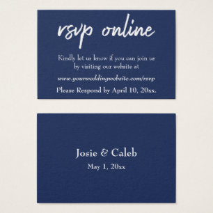 Hochzeits-RSVP Online Einlage Navy Schrift & Weiß,