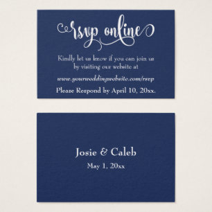 Hochzeits-RSVP Online Einlage Weiß Script & Navy,