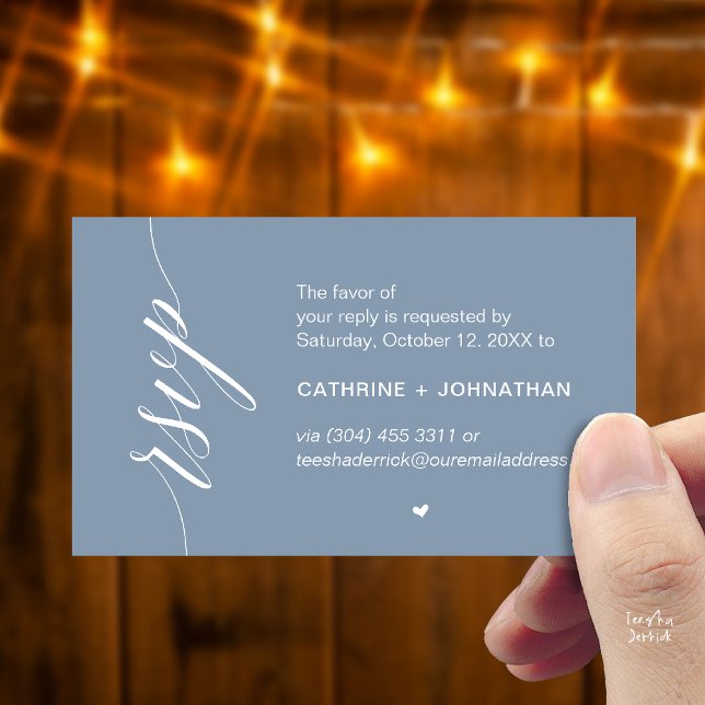 Hochzeits-RSVP per SMS oder E-Mail, Erinnerung Begleitkarte (Wedding RSVP via Text Message, Phone  or Email, Reminder Enclosure Card in dusty Blue)
