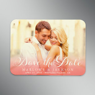 Hochzeits-Save-the-Date-Foto-Overlay mit Korallens Magnet