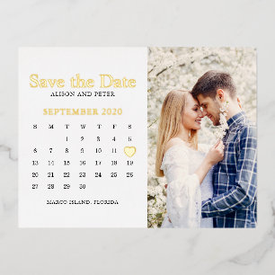 Hochzeits-Save-the-Date-Kalender-Foto Folie Einladungspostkarte