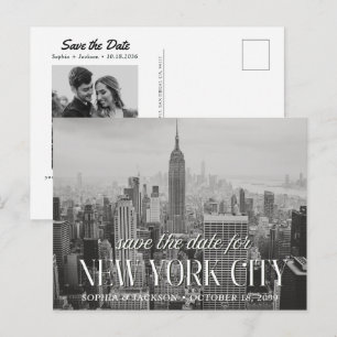 Hochzeits- Save-the-Date Retro-Postkarte aus New Y Postkarte
