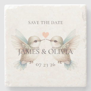 Hochzeits-Save-the-Date-Steinuntersetzer mit Kolib Steinuntersetzer