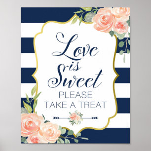 Hochzeits-Schild in Navy und Gold   Brautparty-Sch Poster