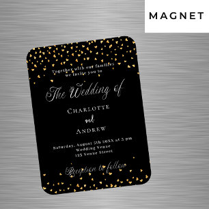 Hochzeits schwarze goldene Herzen Luxus-Einladung Magnet