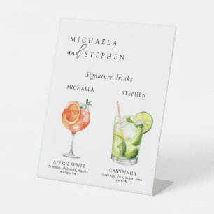 Hochzeits-Signatur-Drinks 50+ Wasserfarb-Cocktails Sockelschild
