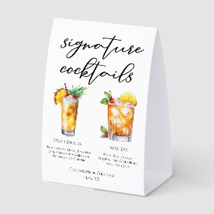 Hochzeits-Signature-Cocktails-Menü auf der Insel Tischaufsteller
