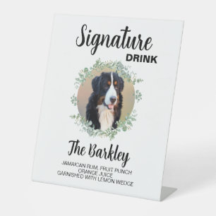 Hochzeits-Signature-Drink-Hundefoto Sockelschild