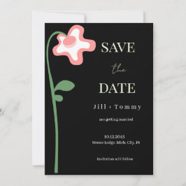 Hochzeits-Single-Flower-Dunkle-Save-the-Date-Karte Save The Date