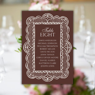 Hochzeits-Sitzplan Chocolate & Lace Old Money Tischnummer