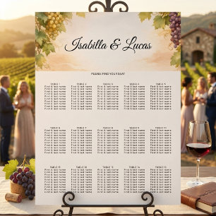 Hochzeits-Sitzplan für Weinberg in Napa Valley Poster