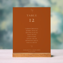 Hochzeits-Sitzplan-Tisch Terrakotta Minimalistisch Acrylschild