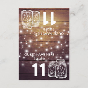Hochzeits-Sitzplatz-Tischnummer Mason-Glas-Licht Einladung