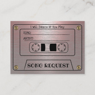 Hochzeits-Song-Anfrage Cassette Rosa Metallischer  Begleitkarte