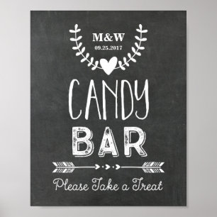 Hochzeits-Süßigkeiten-Bar-Schild Kreidetafel Herze Poster