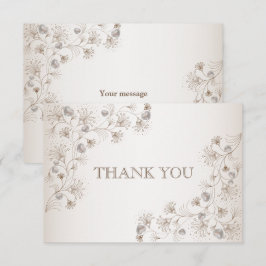 Hochzeits-Tan-Blumen-Herz-Muster Elegant Vintage Dankeskarte