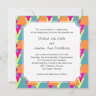 Hochzeits-Thema-Stil geometrisches Muster der 80er Einladung