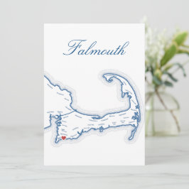 Hochzeits-Tisch Namenskarte mit Karte von Falmouth