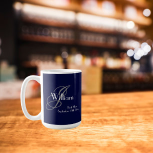 Hochzeits Trauzeuge Geschenk Modernes Monogramm +  Tasse