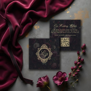 Hochzeits-Website QR-Code Moody Vintage Victorian Begleitkarte