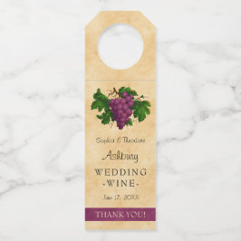 Hochzeits-Wein-elegante Vintage Trauben | danken Flaschenanhänger