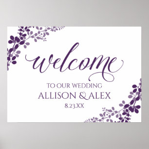 Hochzeits-Willkommensschild Lila Baby's Breath - Poster