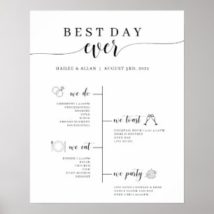 Hochzeits-Zeitplan-Programm-Poster Best Day Ever Poster