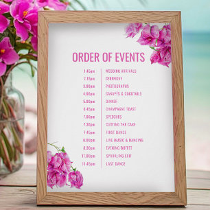 Hochzeitsablauf mit rosa Bougainvillea Poster