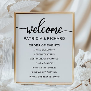 Hochzeitsablauf-Schild   Schicke Kalligrafie Poster