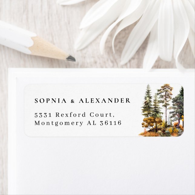 Hochzeitsadresse des Watercolor Autumn Forest (Insitu)