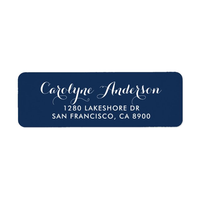 Hochzeitsadresse für Navy Blue Modern Script Typog (Vorne)