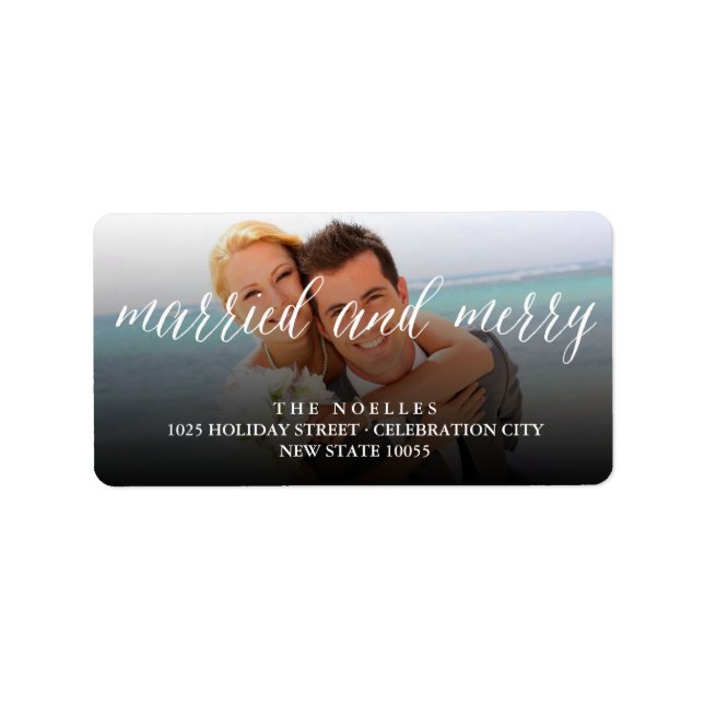 Hochzeitsadresse für verheiratetes und lustiges Fo Adressaufkleber (Vorne)