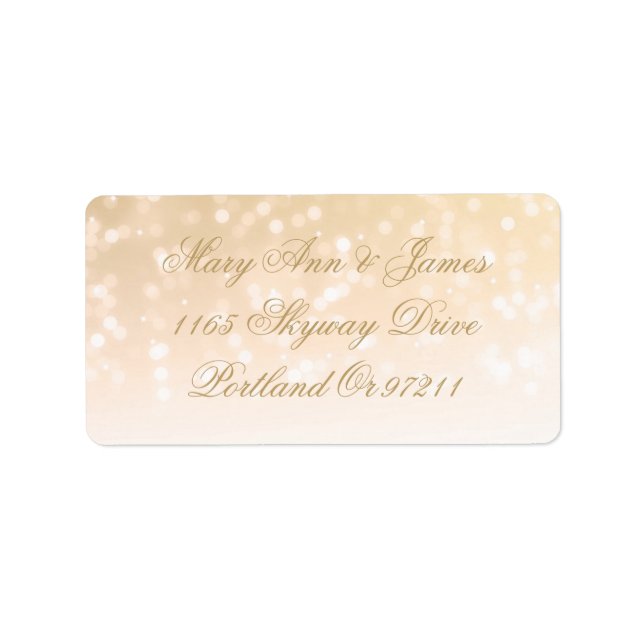 Hochzeitsadresse Gold Bokeh Sparkle Lights Adressaufkleber (Vorne)