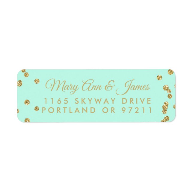 Hochzeitsadresse Gold Imitate Glitzer Confetti Min (Vorne)
